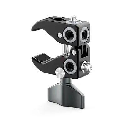 Small Adjustable Super Clamp with Cold Shoe and 1/4 Mount for Cameras and Accessories Uurig R060