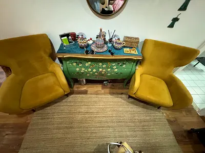 2 Elegant Mustard Yellow Accent Chairs