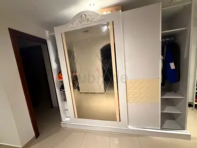 White Sliding Wardrobe with Mirror — Good Condition