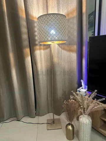 Decorative Metal Floor Table Lamp with Geometric Cutout Shade