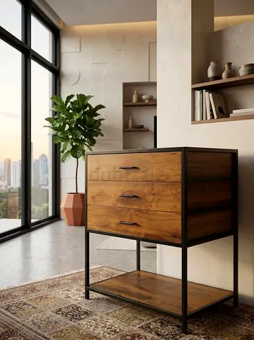 Crate and barrel Knox Low Storage Bookcase with 3 drawers
