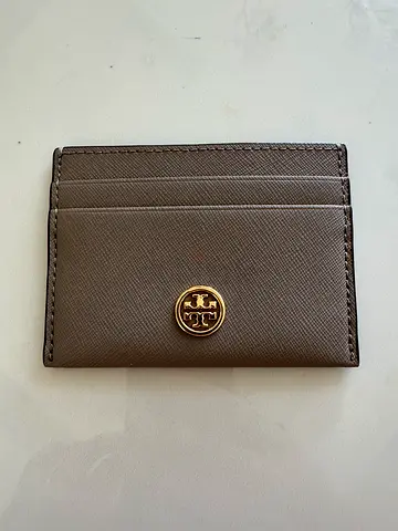 Tory Burch Leather Card Holder - Grey