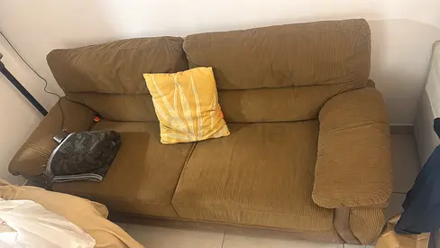 3-seater brown corduroy sofa in good used condition