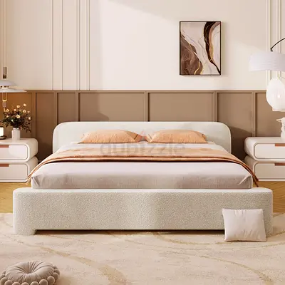 Modern Upholstered Double Bed with Low Profile Frame
