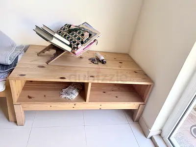 Solid Pine TV/Media Console with Open Shelves - Light Wood
