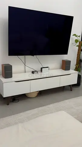 White TV Console with 3 Compartments