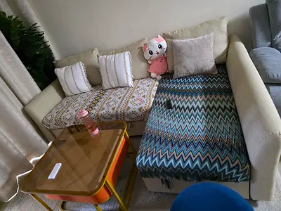Sofa cum bed with table