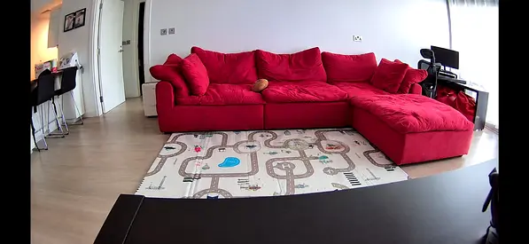 Red L-shaped Corner Sofa — Comfortable 3-seater with Chaise