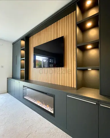 Custom Built-In TV Entertainment Unit with Shelves