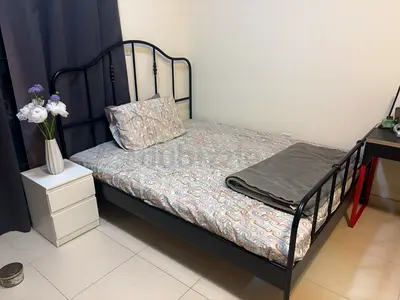 Black Metal Single Bed Frame with Headboard and Footboard - Good Condition