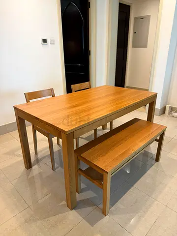 Natural Oak Table With Drawers