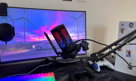 USB RGB Condenser Microphone with Boom Arm - Good Condition
