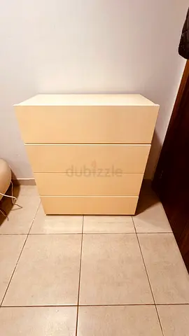4-drawer Chest - White glossy, Compact Dresser in Good Condition