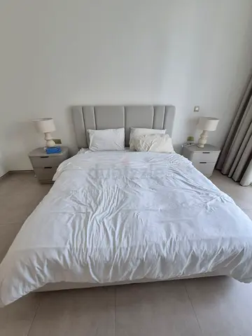 Light grey BED with Latex Mattress Queen Size
