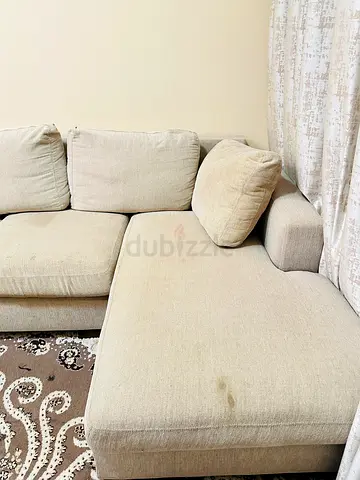 Beige L-shaped Fabric Sofa Section Comfortable