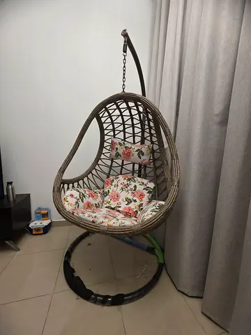 Hanging Egg Rattan Swing Chair with Cushions
