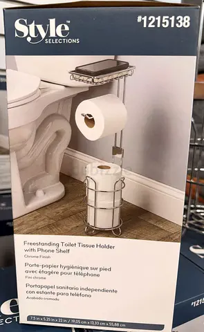 Freestanding Toilet Paper Holder  Bathroom Organizer Rack