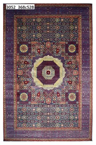 Majlis 3.7 x 5.3 m  handmade afghan wool mamlouk carpet Rug - Deep Purple  Red