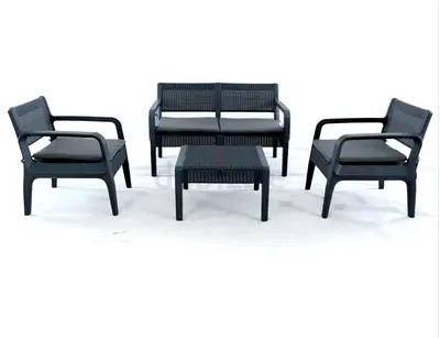 Outdoor 4-Piece Rattan Effect Garden Sofa Set with Cushions