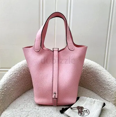 Hermes Picotin 18 Rose Sakura Palladium Hardware Brand New