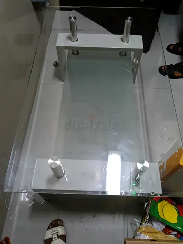 Glass Top Coffee Table with Metal Legs - Modern Design