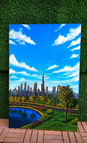 Blue Sky Painting | Dubai Skyline | Home decor | Gift