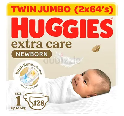 Huggies Extra Care Newborn Diapers Size 1 - (128 pcs) UNOPENED