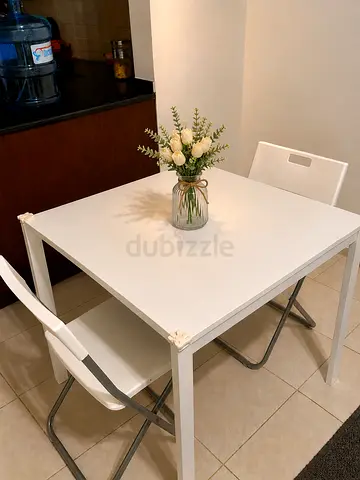 2 Seater Ikea Dining table with foldable chairs