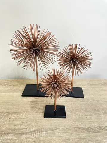 Set of 3 Decorative Metal Starburst Sculptures - Copper Finish