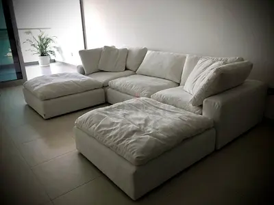 Feather 🪶 filled cloud sofa with two footstool
