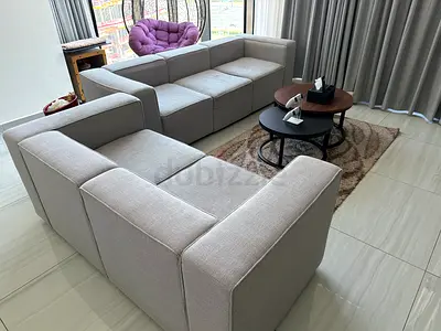 Light grey modular 3 seater sofa and 2 seater sofa - good condition (with free delivery)