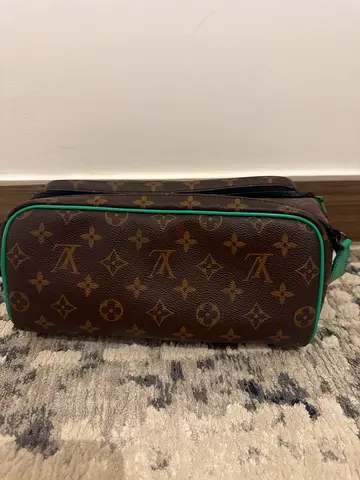 Louis Vuitton Monogram Canvas Cosmetic/Toiletry Pouch - Brown with Green Trim