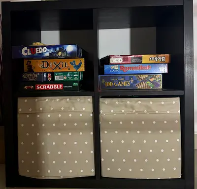 IKEA KALLAX 2x2 Shelving Unit (Black-Brown) + 2 DRÖNA Box
