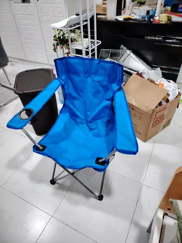 Blue Folding Camping Chair with Cup Holder - Lightweight