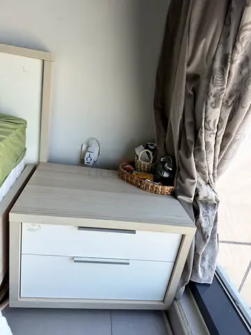 Light Wood Nightstand / Bedside Table with Two Drawers