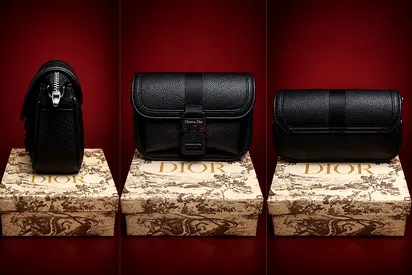 Christian Dior Small Black Leather Saddle Crossbody Bag - Preowned
