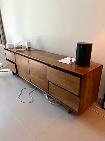 Solid Wood Low TV Console / Media Unit - 6 Drawers