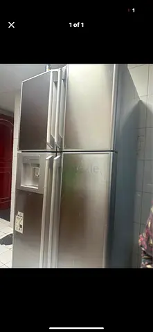 Silver Double-Door Refrigerator with Water Dispenser - Good Working Condition