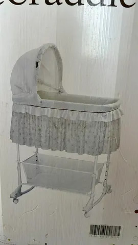 White Baby Bassinet with Wheels and Storage Shelf - Light Use