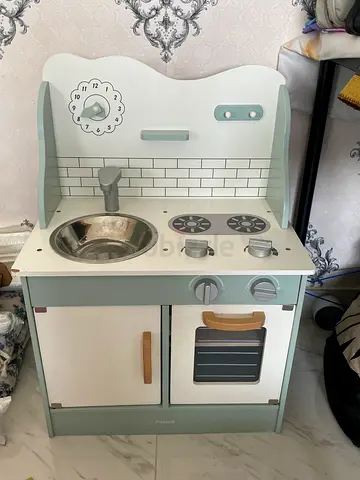 Wooden Play Kitchen Set with Oven and Sink - Light Green/White