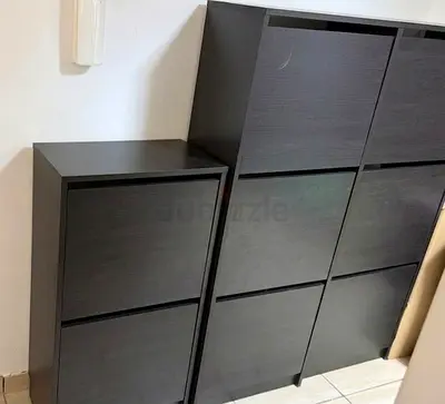 Set of 2 IKEA black shoe cabinets (tall and slim) - good condition