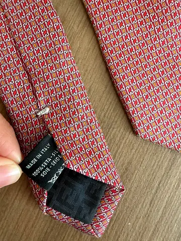 Fendi red pattern silk tie