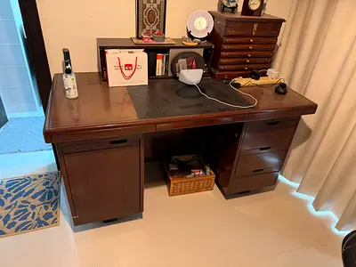 Wooden Desk with Drawers - Dark Finish