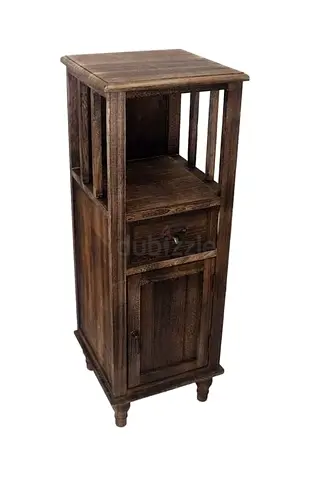 Solid Wood Storage Cabinet with Drawer – Brown