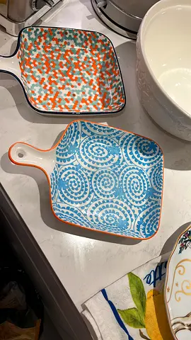 Set of 2 Small Ceramic Serving Dishes / Appetizer Plates