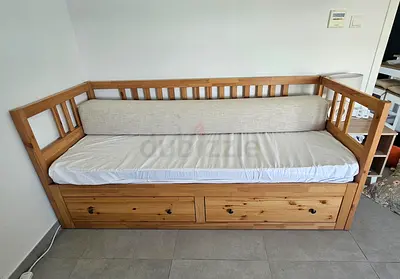 IKEA Pine Daybed with Under-Storage Drawers — Single/Queen Size