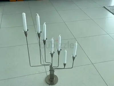 Piet Hein Metal 7-Arm Candle Holder / Candelabra with Candles