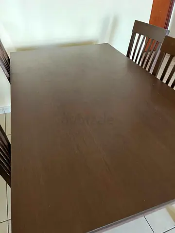 Wooden Dining Table with 4 Chairs - Dark Brown