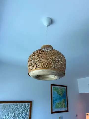 2 x Woven Rattan Pendant Lights - Natural Boho Ceiling Lamp