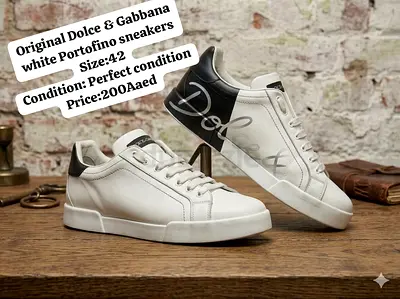 Original Dolce  Gabbana Portofino White Sneakers - Size 42, Excellent Condition